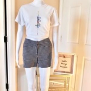 British Khaki blue thick shorts with white polka dots. Size 4